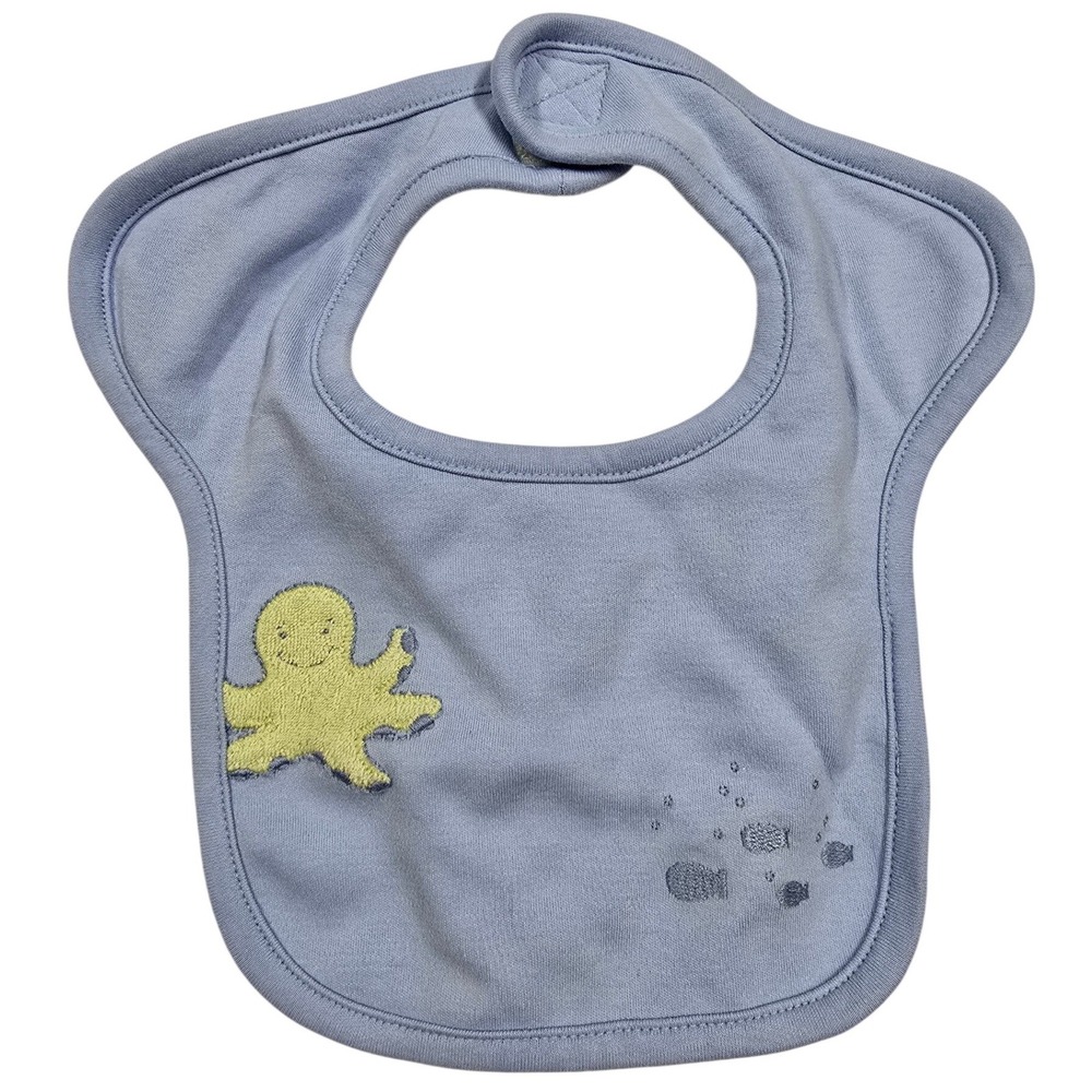 Gymboree Vintage 2002 Blue Cotton Octopus Fish Ocean Baby Bib Under the Sea
